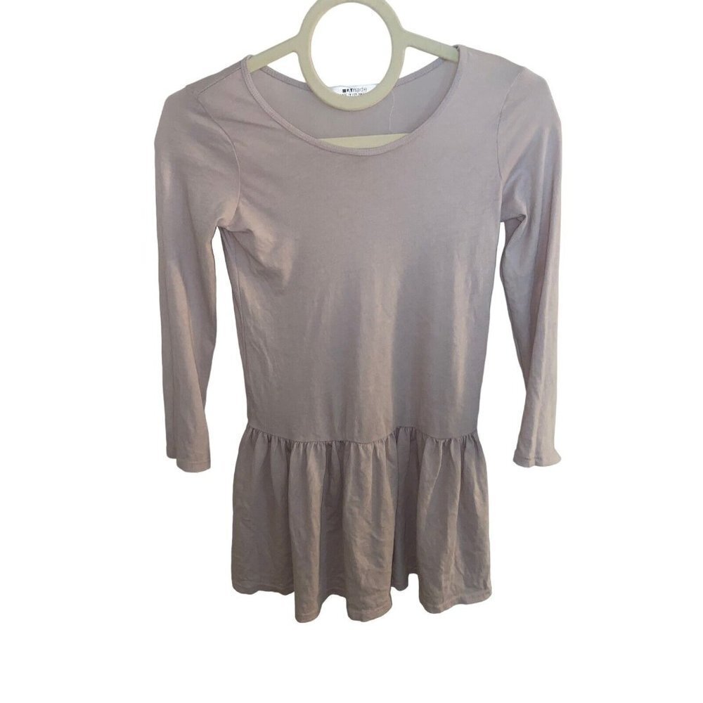 NWOT LaMade Girls Light Pink/beige Peplum Top 1/2 Sleeve Size YS